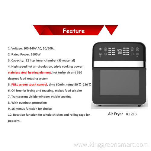 12L Electric Digital Lcd Display Air Fryer